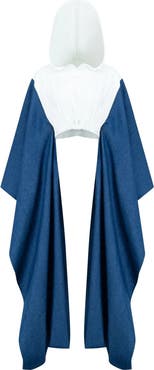 ÚCHÈ Denim Agbada Sleeves Cropped Hoodie