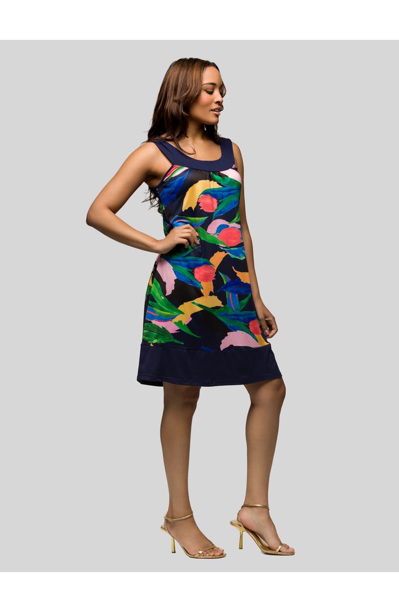 24seven Comfort Apparel Floral Scoop Neck Sleeveless Knee Length Dress, Alternate, color, Green Multi