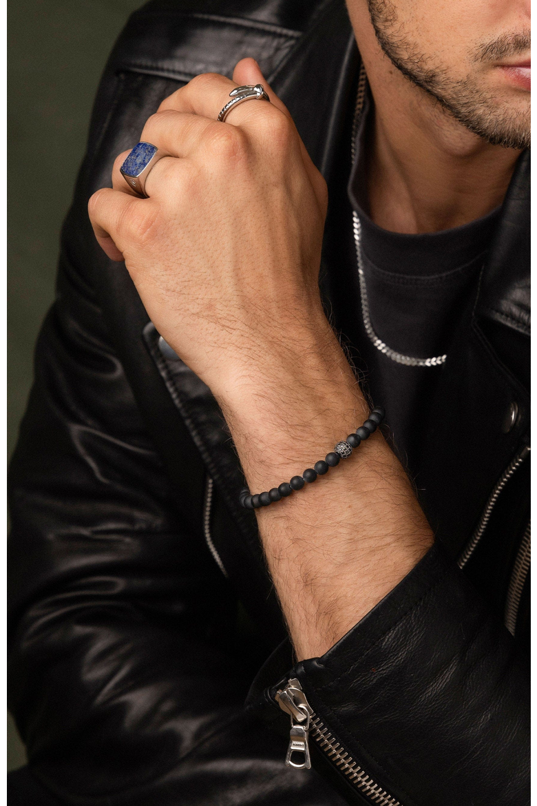 Matte Onyx and Black CZ Diamond Wristband, Alternate, color, Black