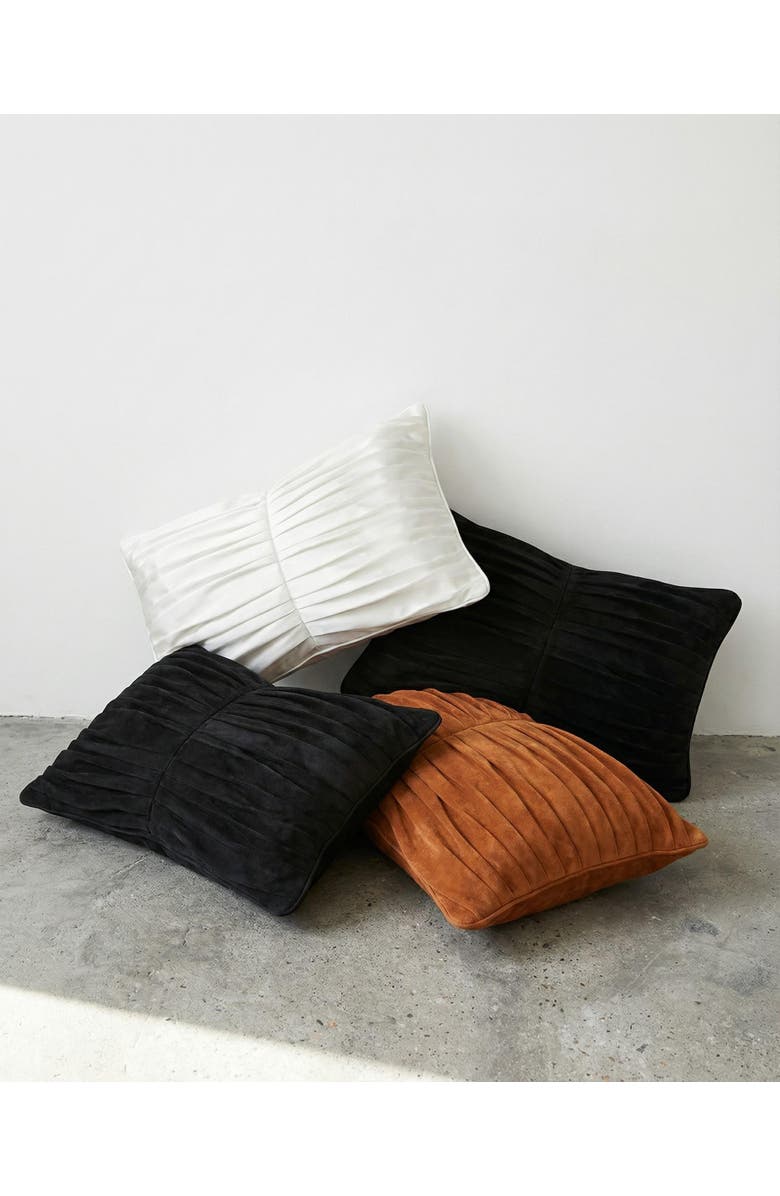 VILLA ABURI Pleated Cotton Suede Pillow, Alternate, color, Abyss