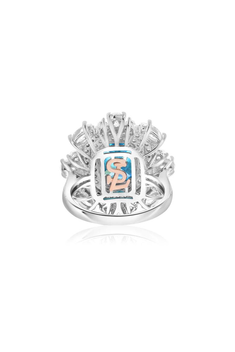 Cubic Zirconia Halo Ring, Alternate, color, BLUE