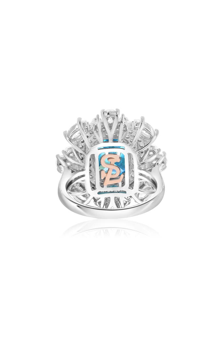 SUZY LEVIAN Cubic Zirconia Halo Ring, Alternate, color, Blue