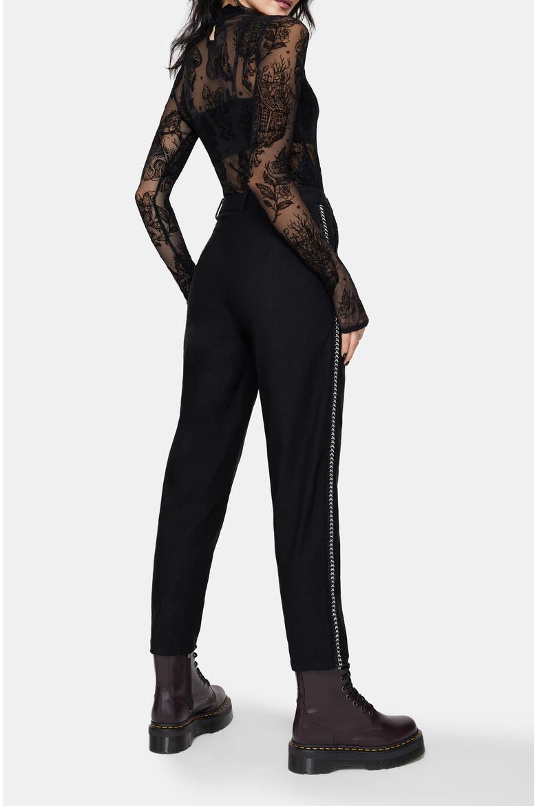 Nocturne Tapered Trouser With Chain Trim, Alternate, color, Black