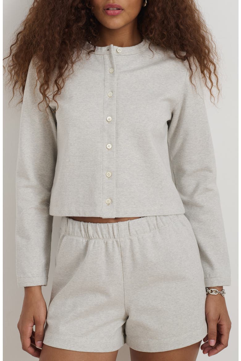 Coco Sport Stretch Cotton Cardigan, Main, color, HEATHER GREY