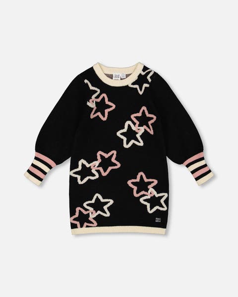 Long Sleeve Knit Dress with Stars (Little Kid & Big Kid)