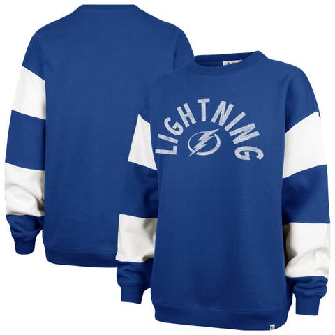 Women's '47 Blue Tampa Bay Lightning Eephus Barred Pullover Sweatshirt