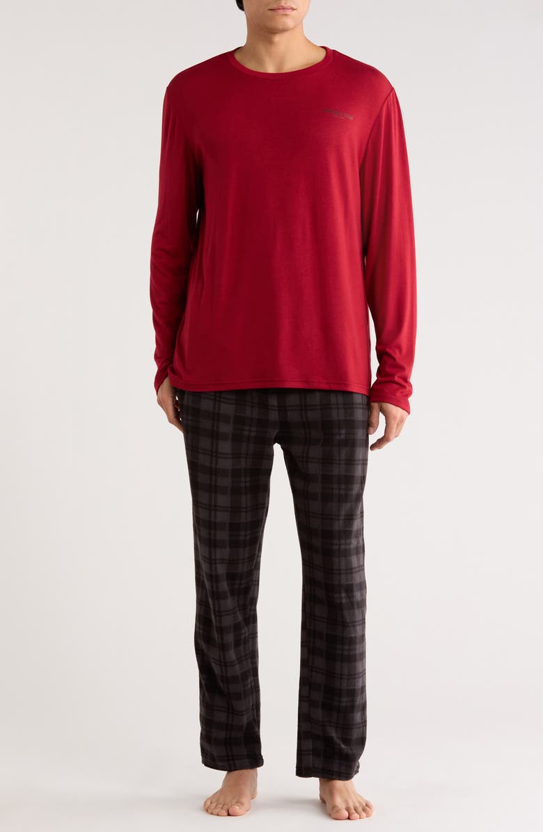 Kenneth Cole Top & Pants Lounge Set, Alternate, color, Black