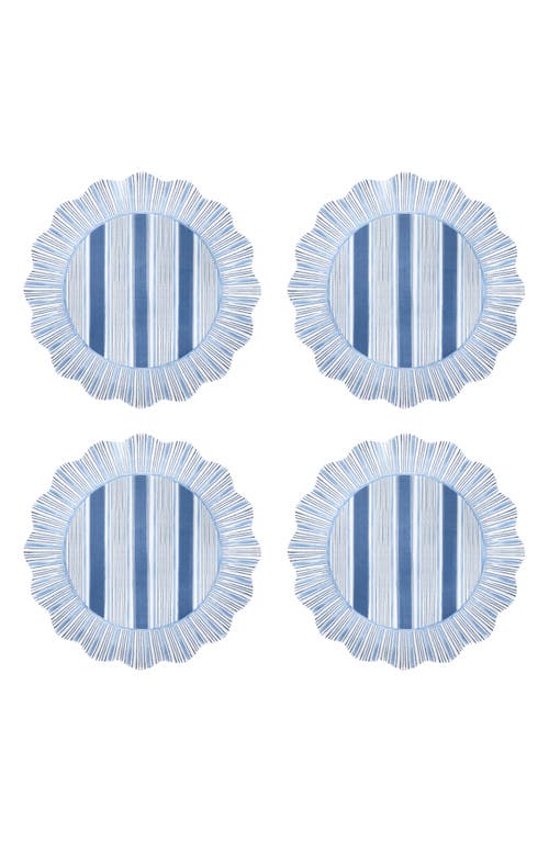 Juliska Cabana Stripe Melamine Dessert/salad Plate, Set Of 4 In Ocean