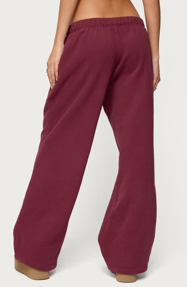 EDIKTED Camo Crush Logo Wide Leg Sweatpants, Alternate, color, Burgundy