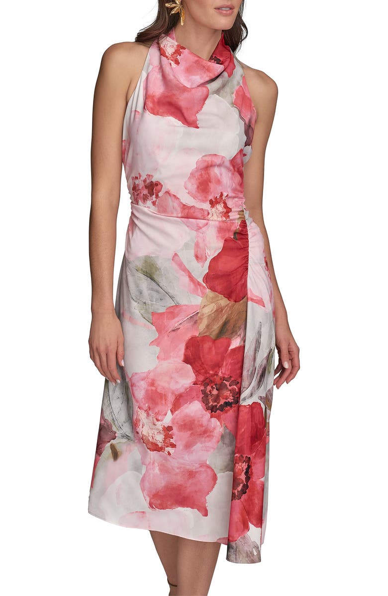 Donna Karan New York Floral Ruffle Dress, Alternate, color, Spring Mel