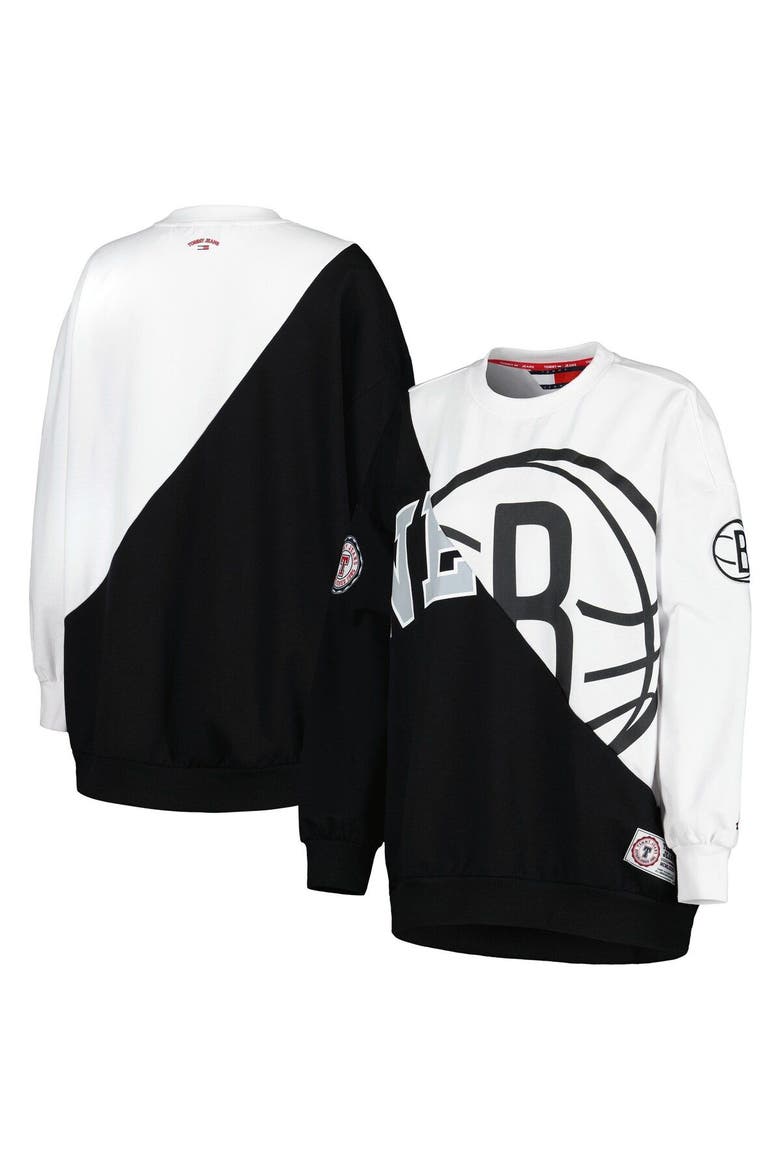 Women's Tommy Jeans Black/White Brooklyn Nets Ariel Pullover Sweatshirt, Main, color, Black