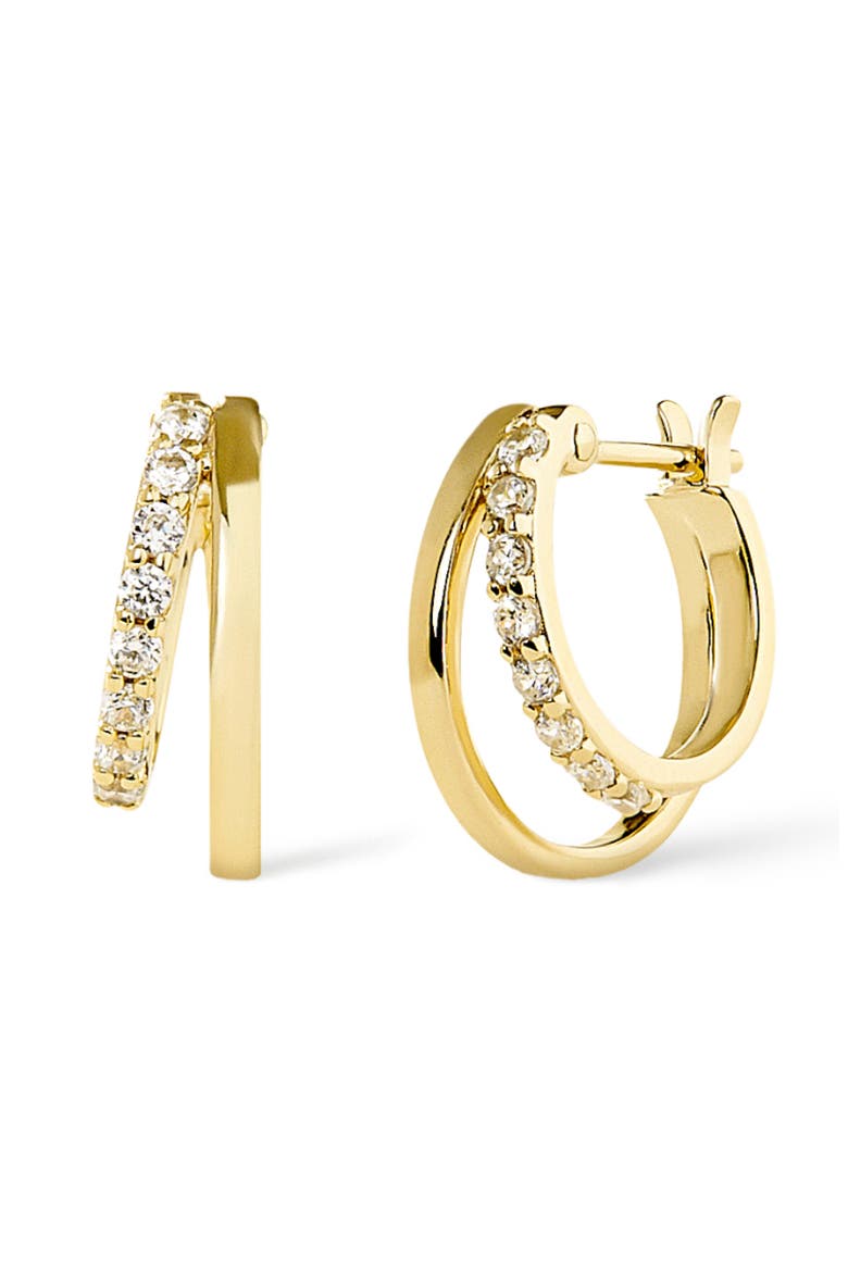 Toda Double Hoop Earrings, Main, color, 925 YG / CLEAR