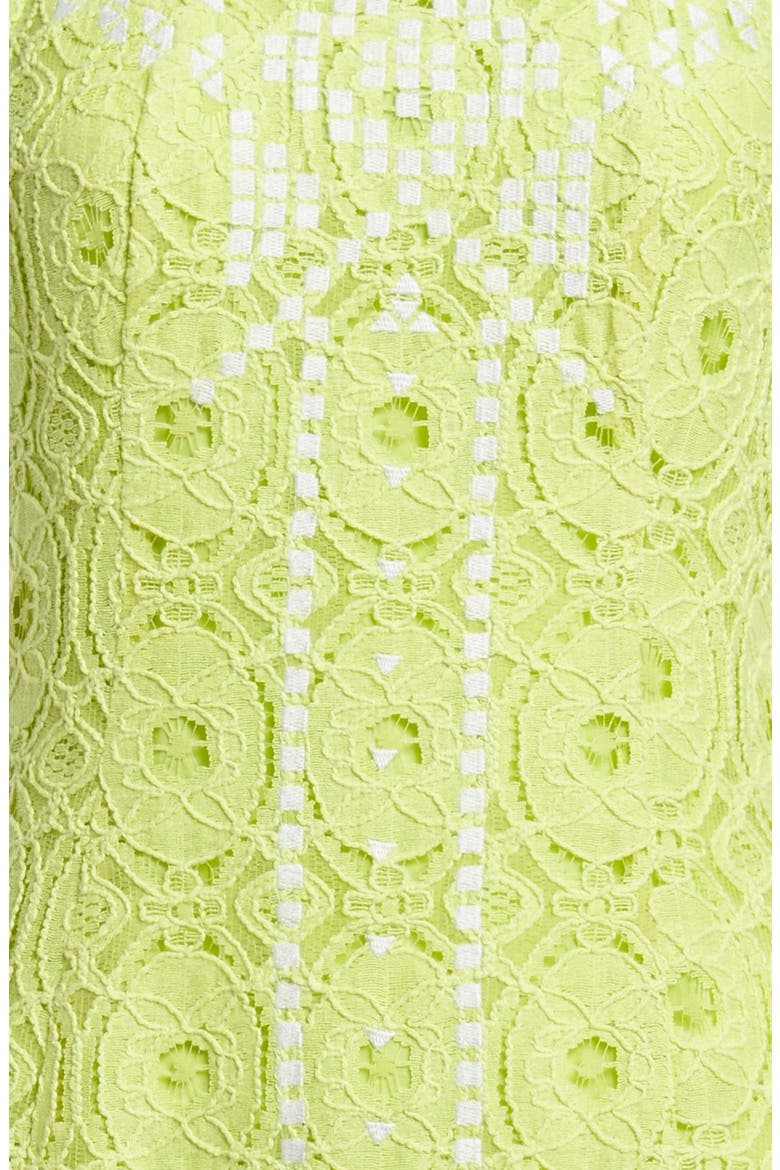 ASTR Embroidered Crochet Dress, Alternate, color, LIME/ WHITE