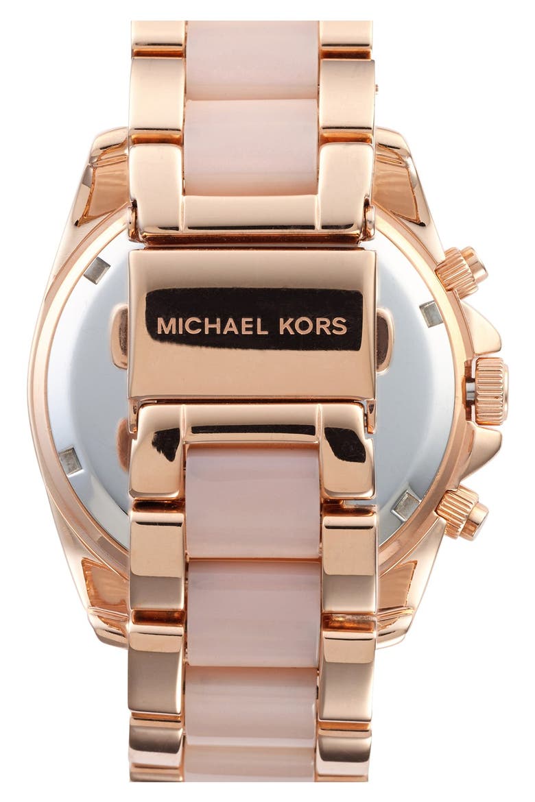 'Blair' Crystal Bezel Two-Tone Bracelet Watch, 39mm, Alternate, color, ROSE GOLD/ BLUSH