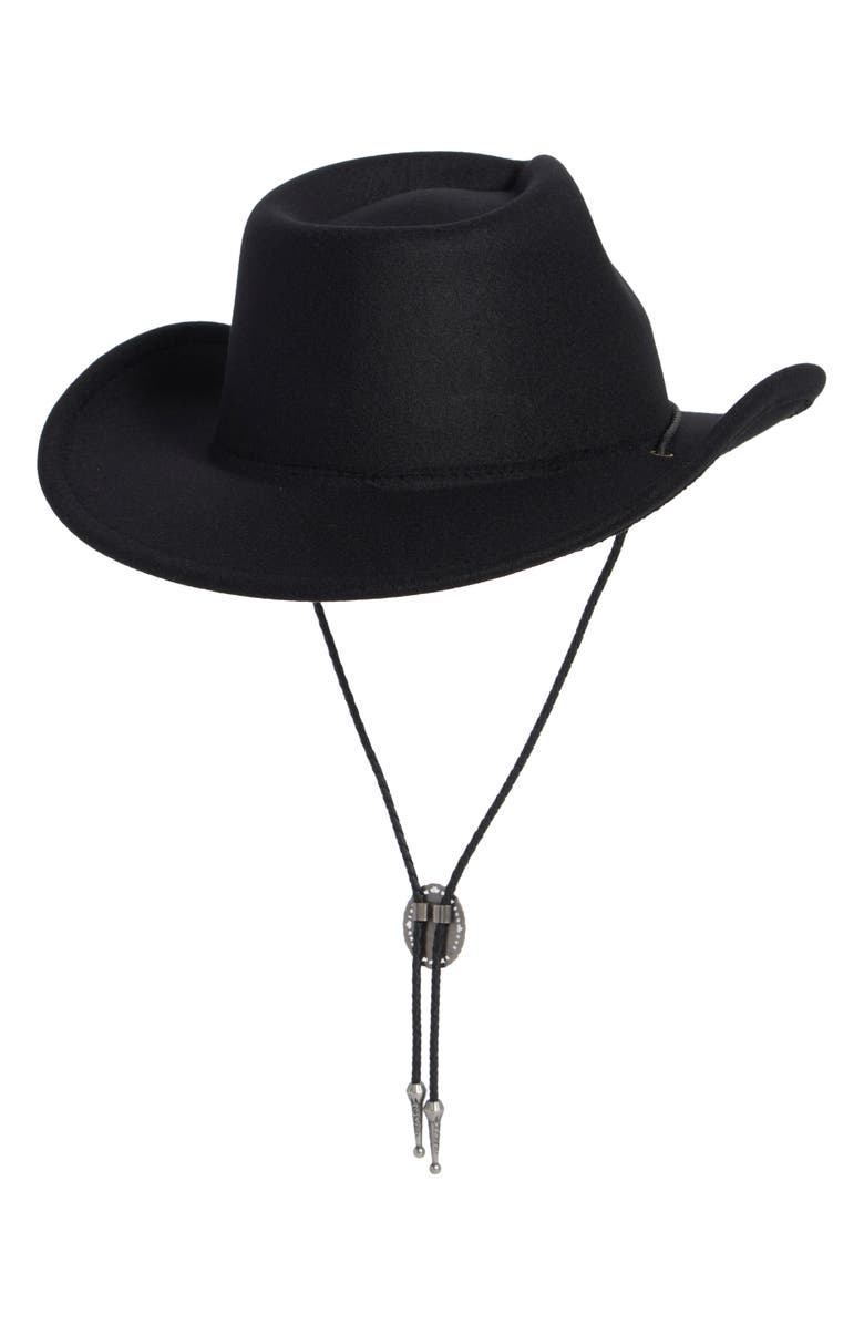 Vince Camuto Concho Pull Cowboy Hat, Alternate, color, Black