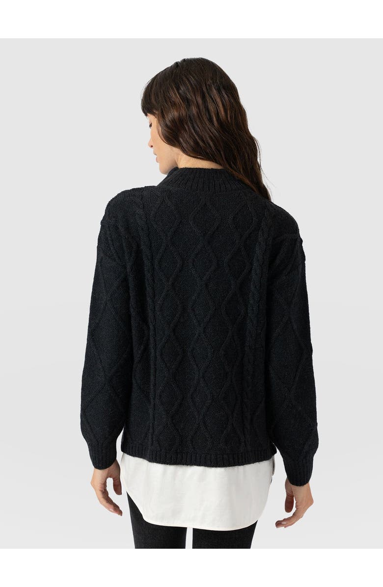 Saint + Sofia Arden Mock Shirt Sweater, Alternate, color, Black