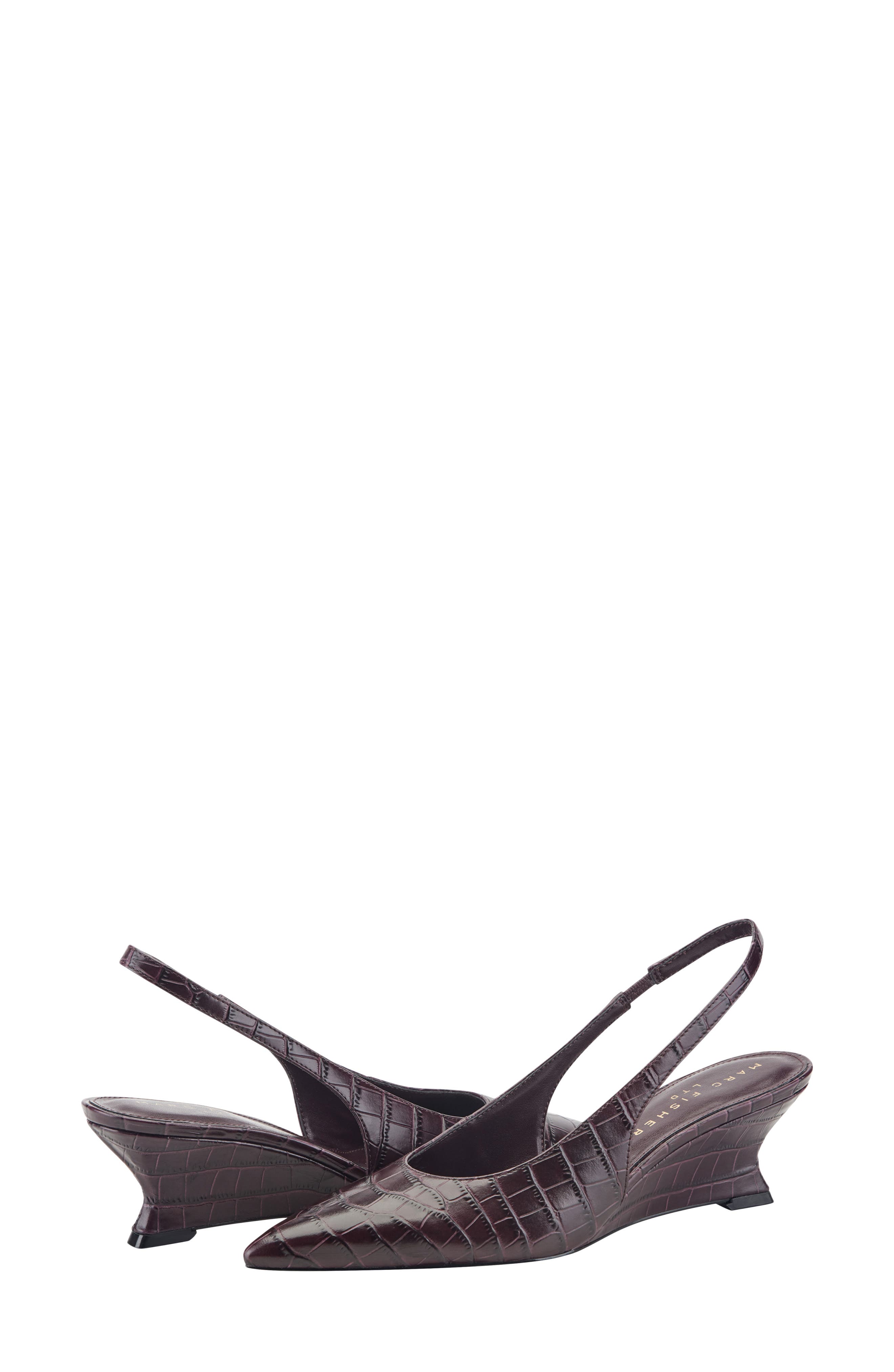 Taten Slingback Pointed Toe Wedge Pump, Alternate, color, DARK RED 600