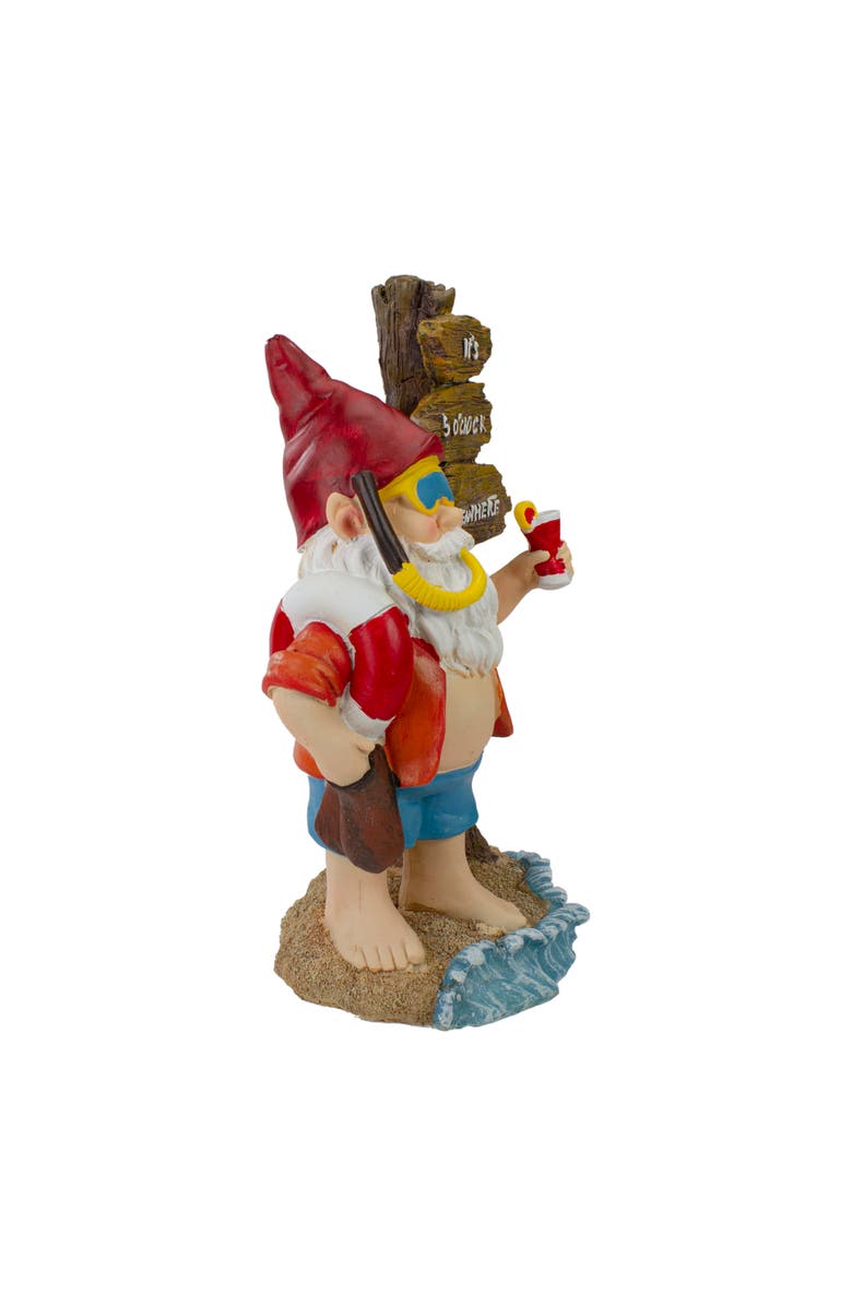 Northlight 10.5" Red and Blue Beach Gnome Outdoor Garden Statue, Alternate, color, Red