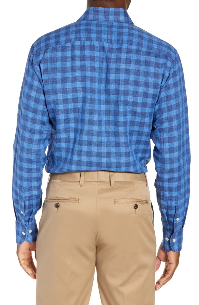 Ledbury McClellan Slim Fit Check Linen & Cotton Dress Shirt, Alternate, color, 