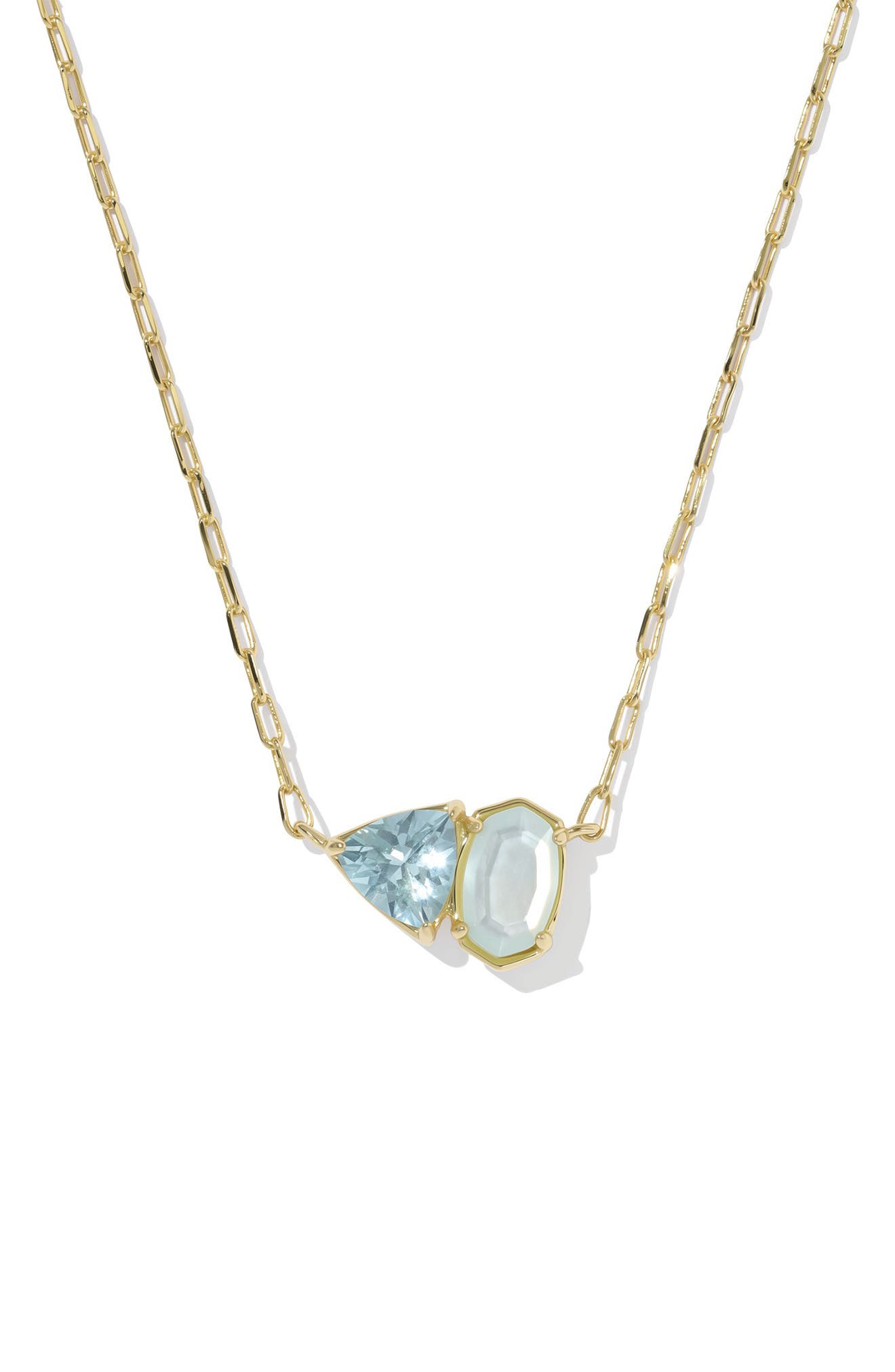 Kendra Scott Tatum Pendant Necklace In Gold Light Blue Mix