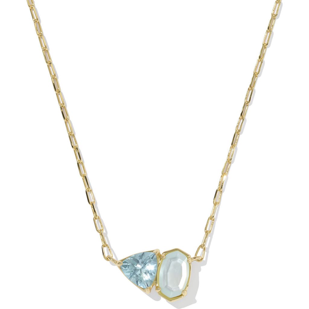 Kendra Scott Tatum Pendant Necklace In Gold Light Blue Mix