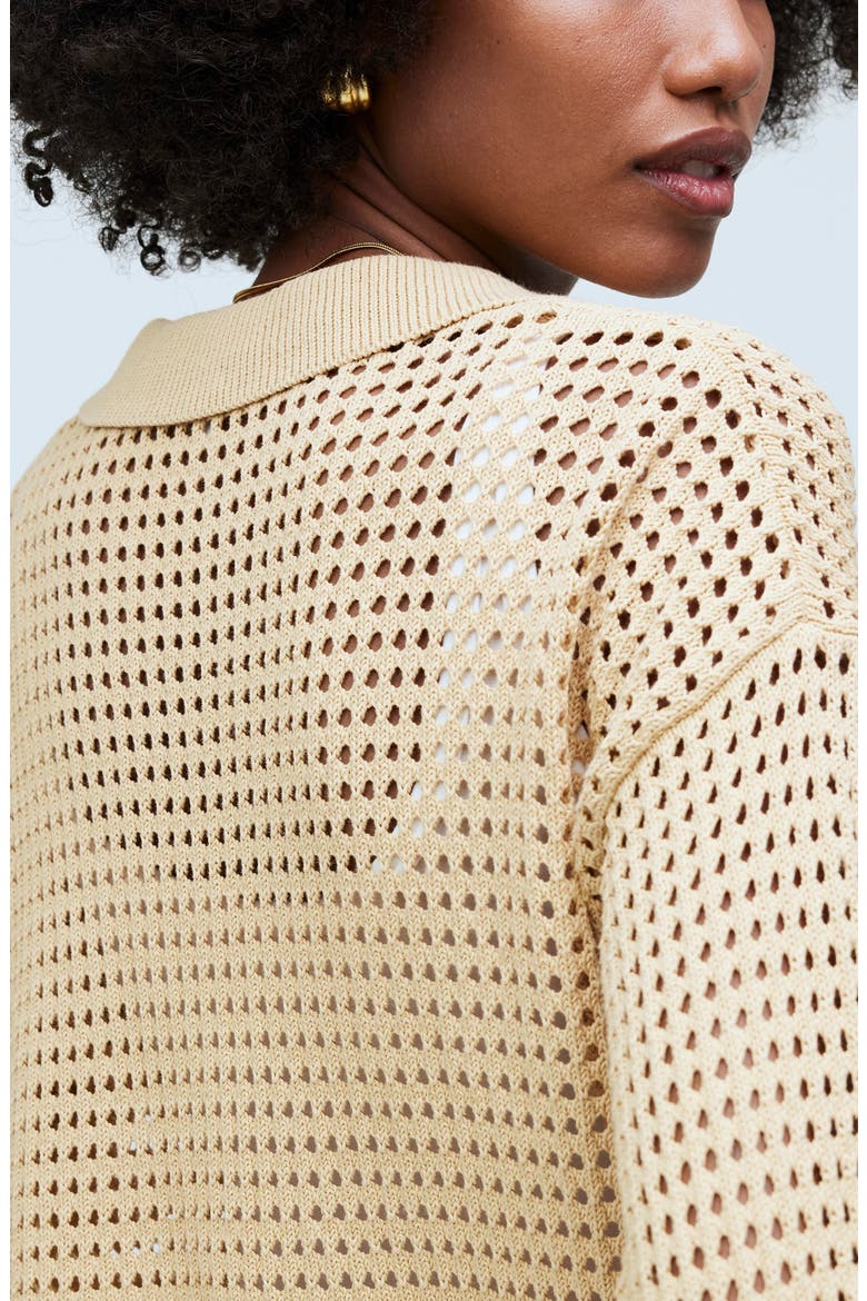 Open Stitch Polo Cardigan, Alternate, color, DESERT DUNE