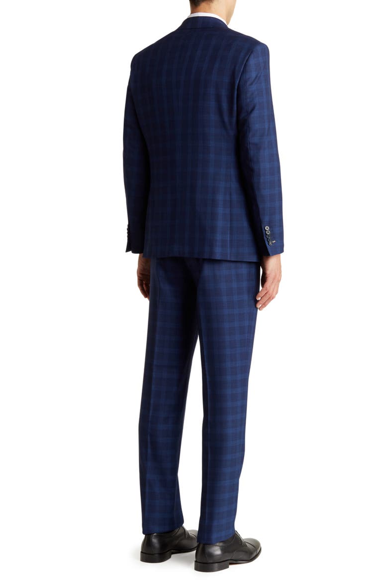 Plaid Two Button Notch Lapel Suit, Alternate, color, BLUE