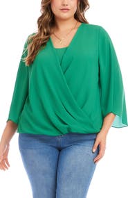 Karen Kane Drape Crossover Crepe Top