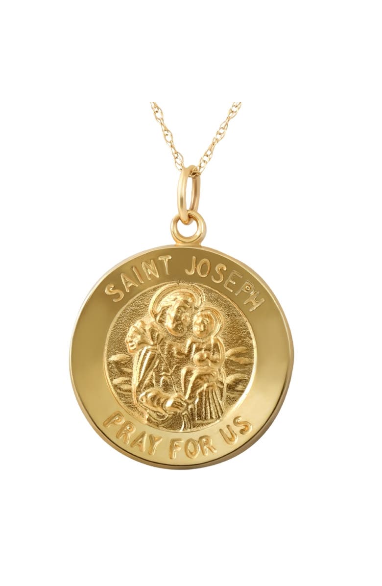 Bliss Diamond 14k Gold St. Joseph Medal Pendant .5" Tall 2.5 Grams, Main, color,
