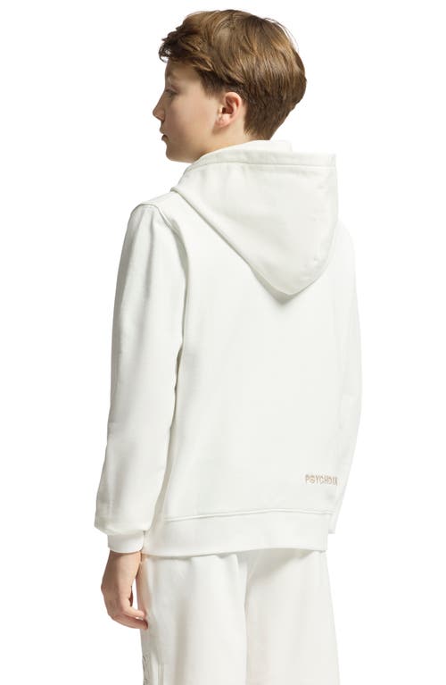 Shop Psycho Bunny Kids' New Castle Embroidered Graphic Hoodie In Ecru