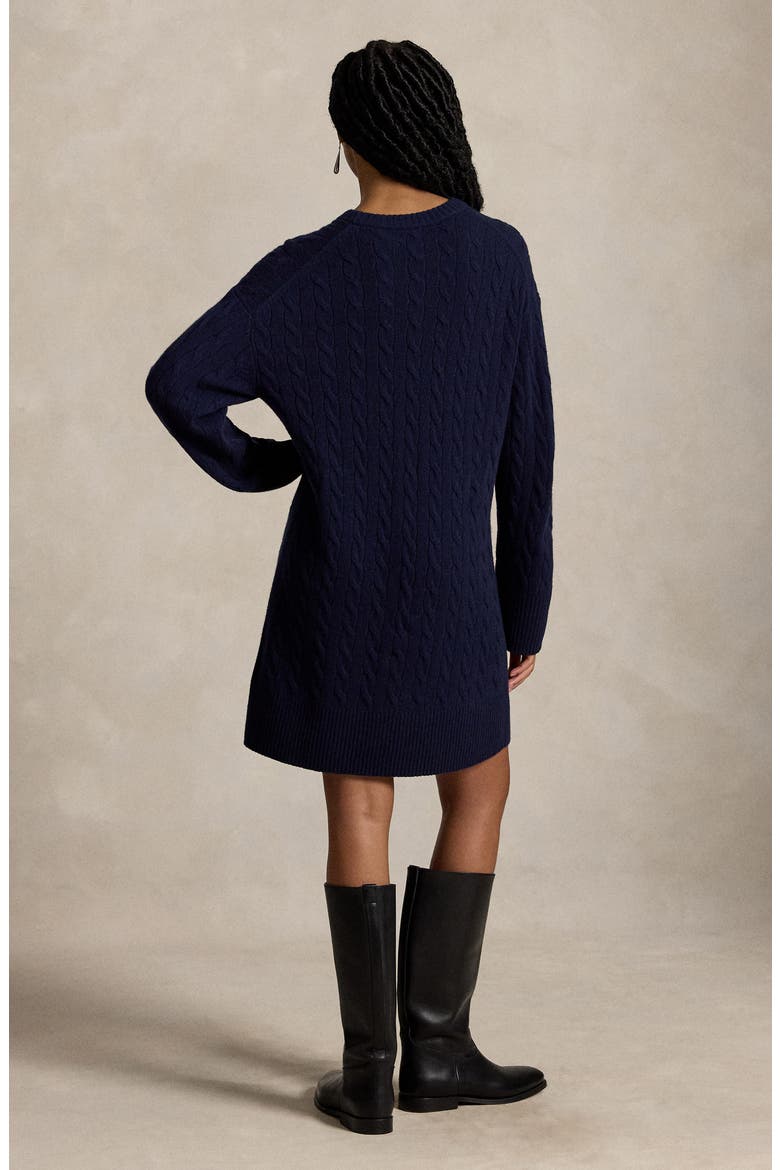 Cable Knit Sweater Dress, Alternate, color, HUNTER NAVY