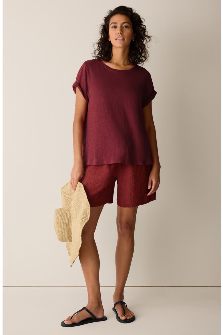 Organic Linen Crewneck T-Shirt, Alternate, color, SUN DRIED TOMATO