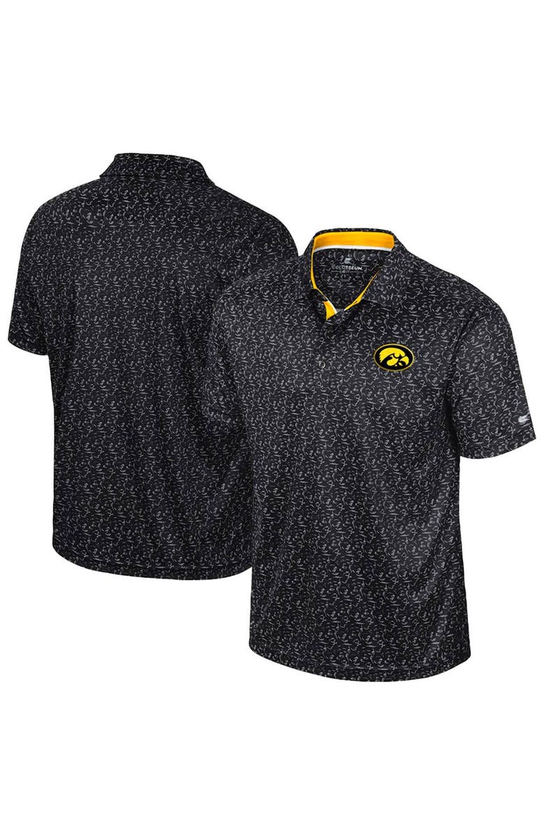 COLOSSEUM Men's Colosseum Black Iowa Hawkeyes Sublimated Golf Polo, Alternate, color, 