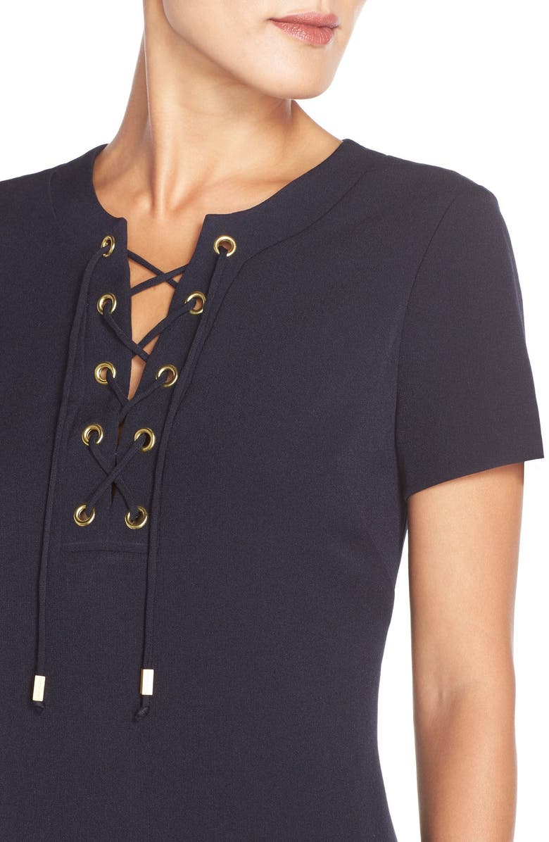 Eliza J Front Lace Shift Dress, Alternate, color, 