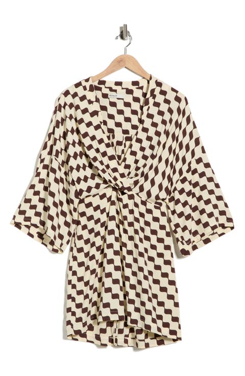Wavy Print Twist Bodice Minidress