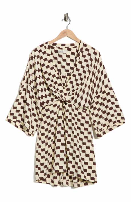 Wavy Print Twist Bodice Minidress