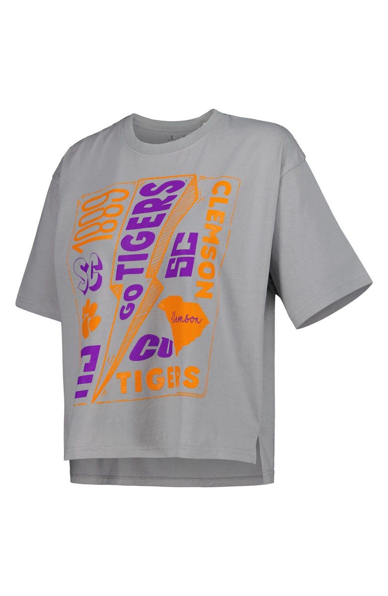 PRESSBOX Women's Pressbox Silver Clemson Tigers Rock & Roll School of Rock T-Shirt, Alternate, color, Silver