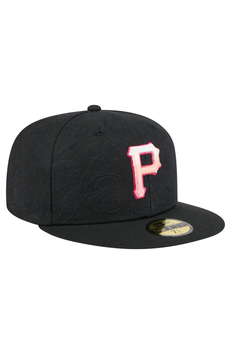 New Era Men's New Era Black Pittsburgh Pirates Tonal Koi 59FIFTY Fitted Hat, Alternate, color, 