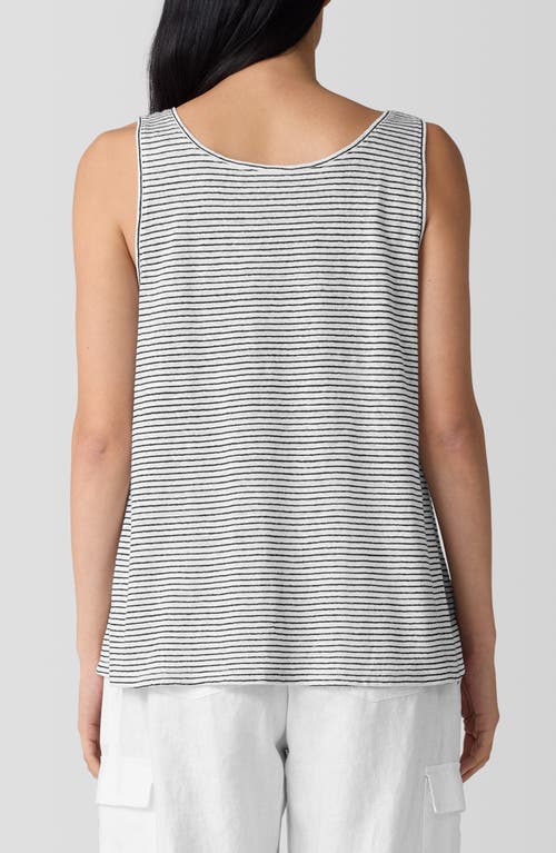 Eileen Fisher Stripe Organic Linen Tank In Multi