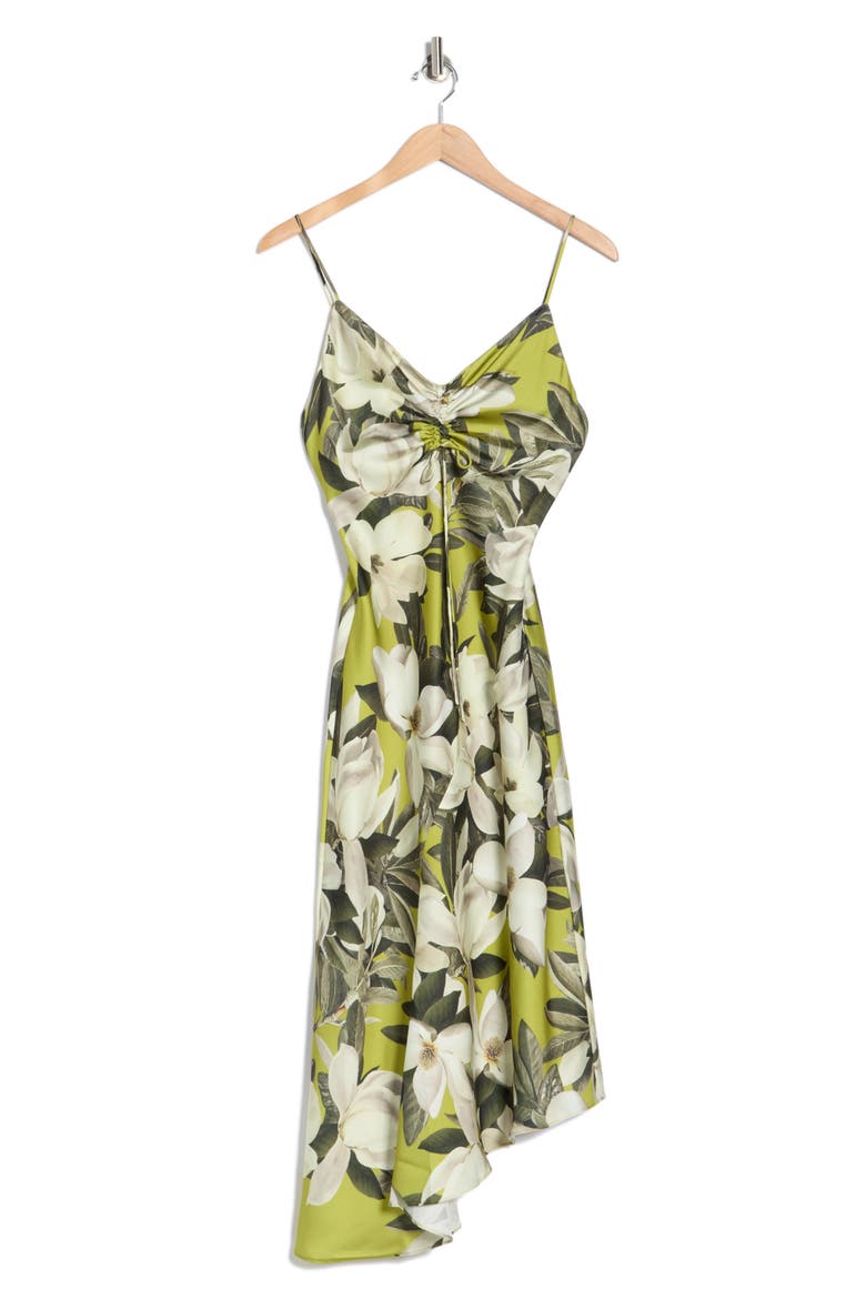 Alexia Floral Asymmetric Slipdress, Alternate, color, REVIVE STEM GREEN