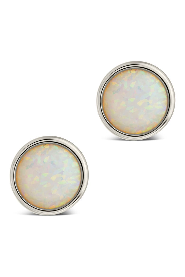 Paxe Created Opal Stud Earrings, Alternate, color, SILVER