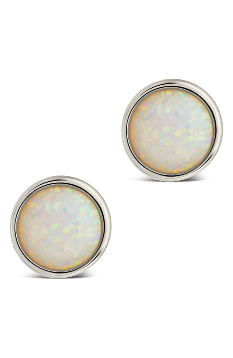 Sterling Forever Paxe Created Opal Stud Earrings, Alternate, color, Silver