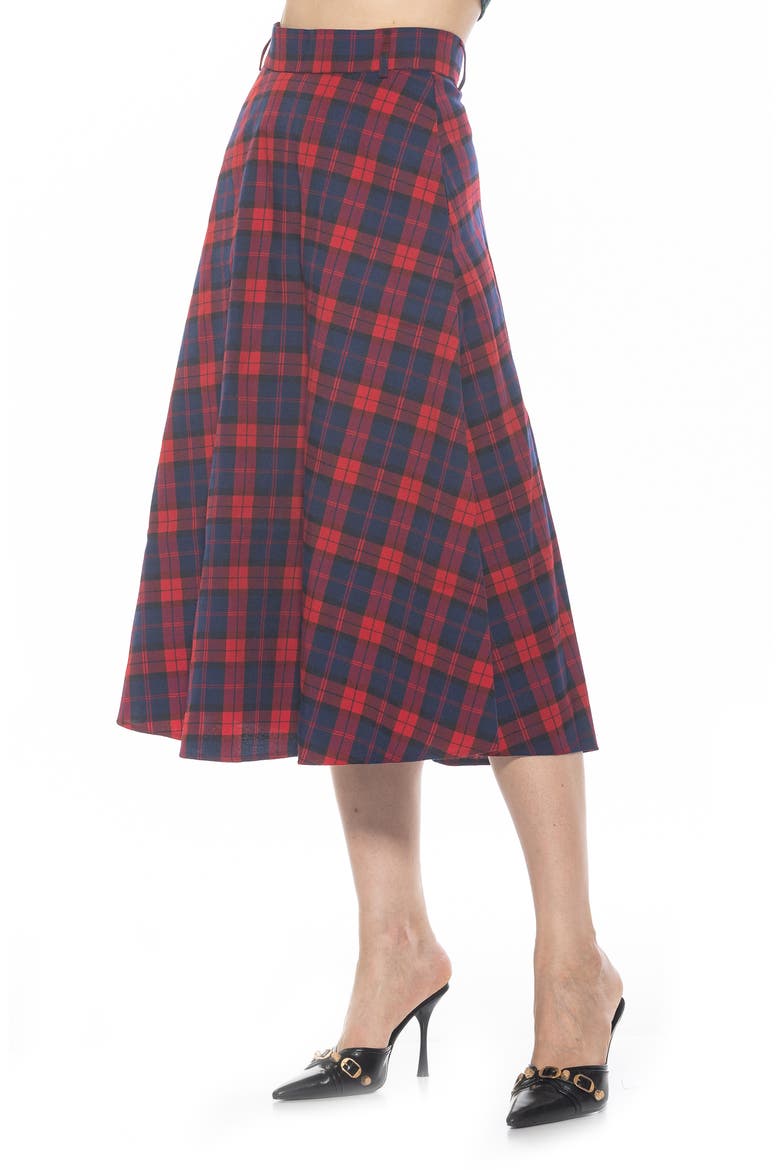 Leonie Plaid A-Line Skirt, Alternate, color, RED PLAID