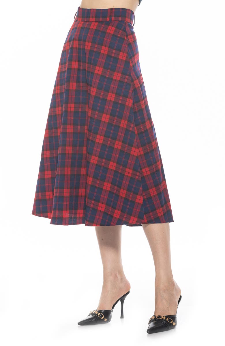 Alexia Admor Leonie Plaid A-Line Skirt, Alternate, color, Red Plaid