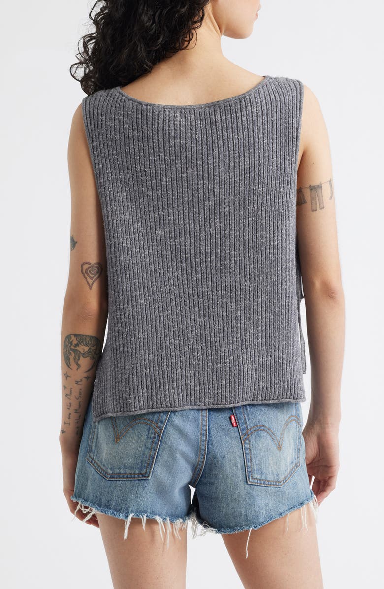 Free People Lizzie Rib Side Tie Sleeveless Cotton & Linen Blend Sweater, Alternate, color, Smoked Pearls Combo