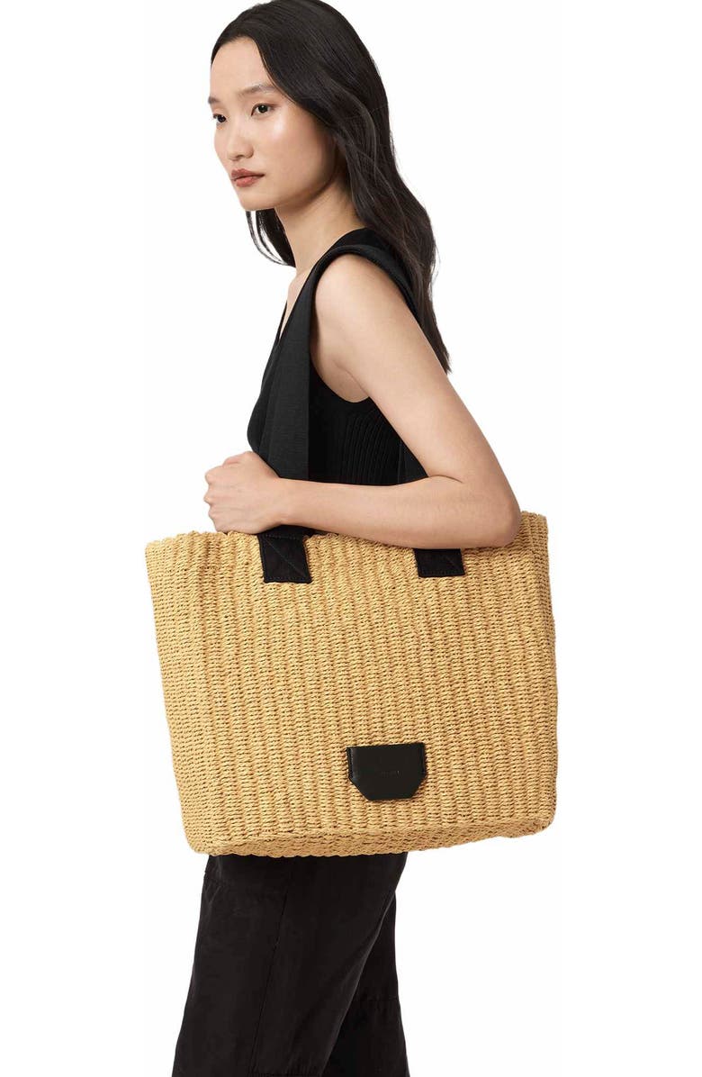 AllSaints Izzy Straw Tote, Alternate, color, Natural
