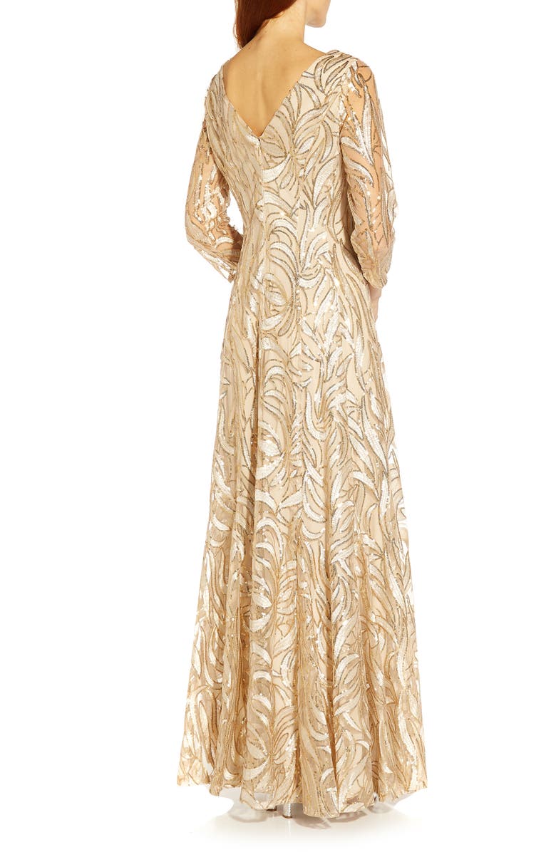 Adrianna Papell Embroidered A-Line Gown, Alternate, color,