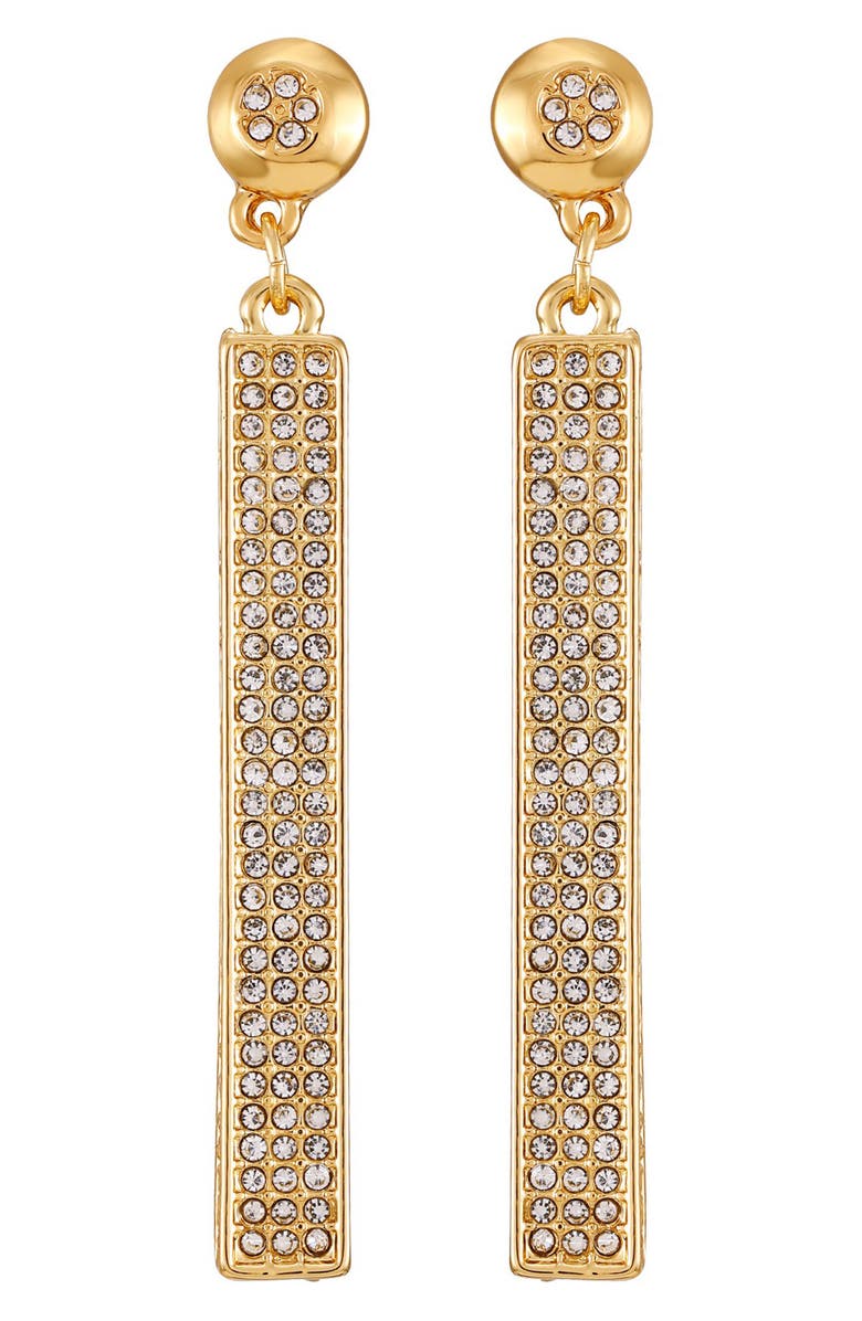 Vince Camuto Pavé Crystal Linear Drop Earrings, Main, color, Gold Tone