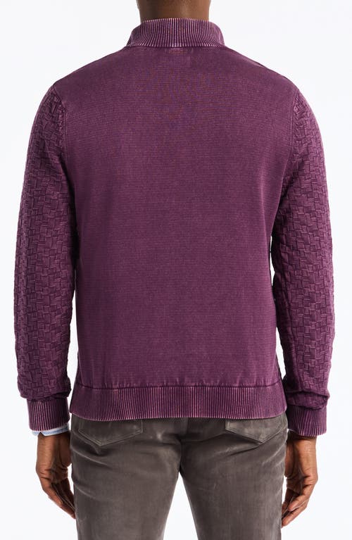Robert Graham Aubin Basketweave Quarter Zip Sweater In Purple