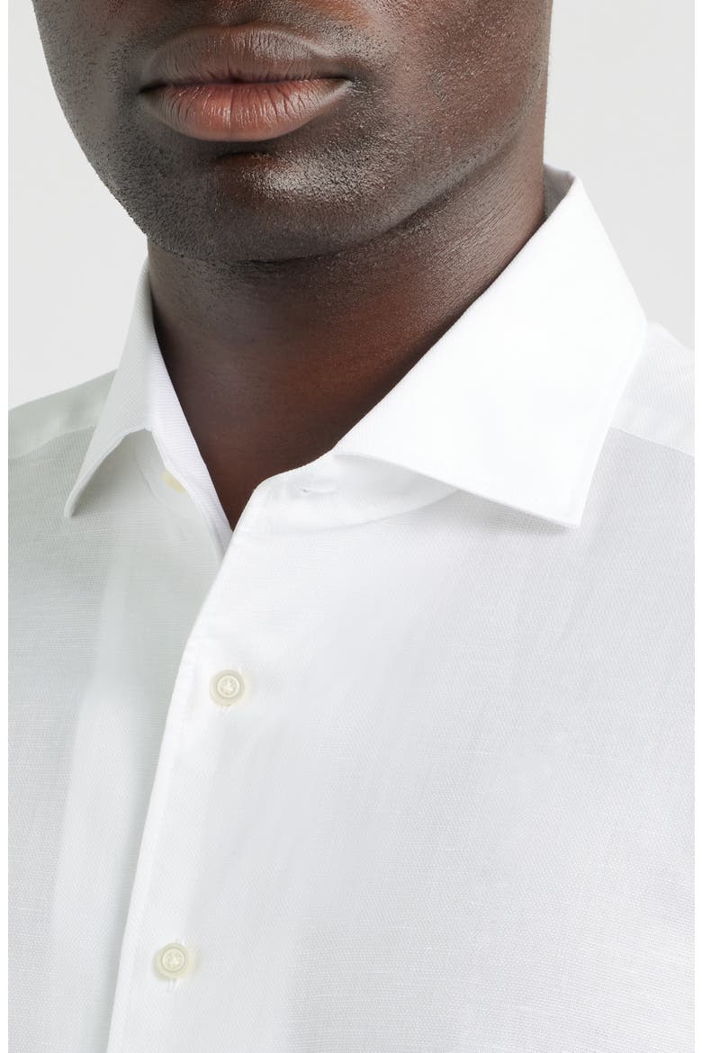 Modern Fit White Cotton & Linen Dress Shirt, Alternate, color, WHITE